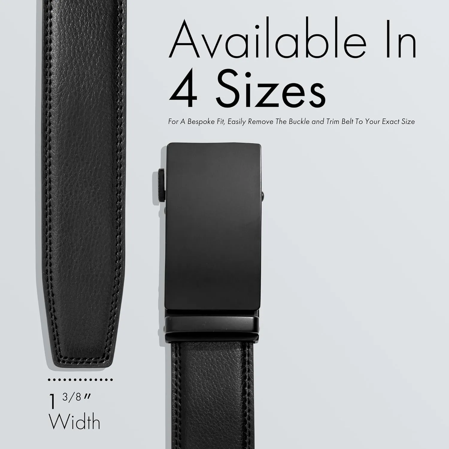 (Not Made In China) Men's Belt Leather Ratchet, Adjustable and Customizable Fit, For Dress Pants and Casual Jeans