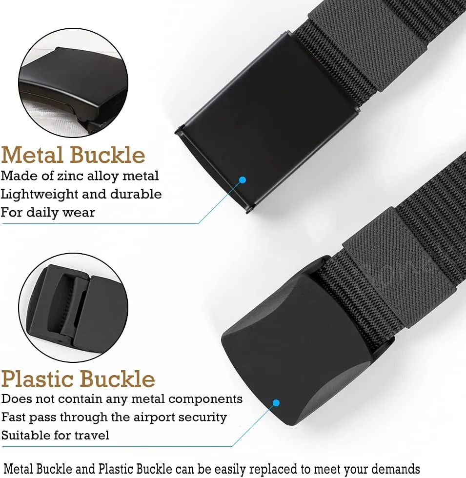 Nylon Belt, Men Military Tactical Breathable Belts, fast through the airport security, Metal Buckle Plastic Buckle