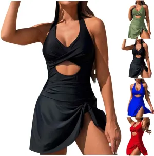 One Piece Swimdress Swimsuits for Women Tummy Control Modest Full Coverage Keyhole Swimwear Confident Bathing Suits