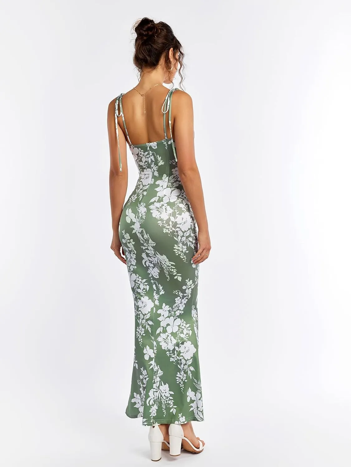 Parthea Women's Summer Floral Bodycon Backless Maxi Dress Sexy Lounge Slip Long Formal Party Evening Elegant Dress
