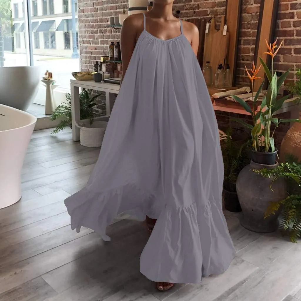 Plus Size Dresses for Curvy Women Western Linen Short Spaghetti Straps Long Vacation Dress Cute Beachy Outfits for Women