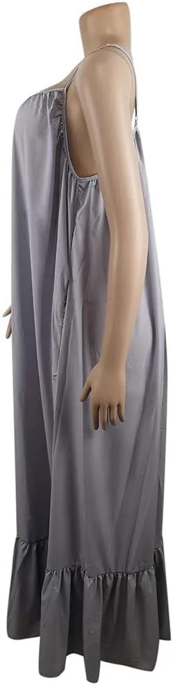 Plus Size Dresses for Curvy Women Western Linen Short Spaghetti Straps Long Vacation Dress Cute Beachy Outfits for Women