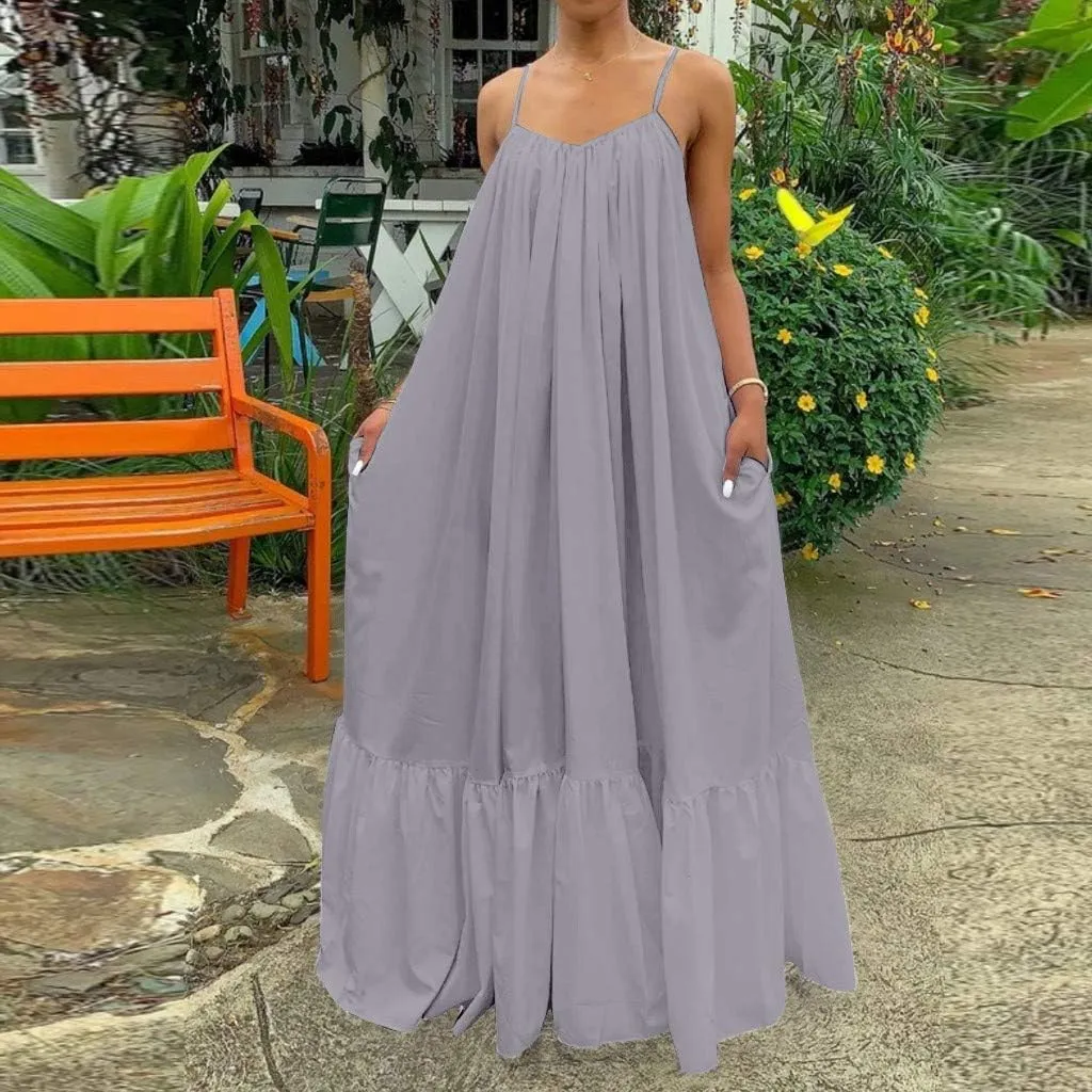 Plus Size Dresses for Curvy Women Western Linen Short Spaghetti Straps Long Vacation Dress Cute Beachy Outfits for Women