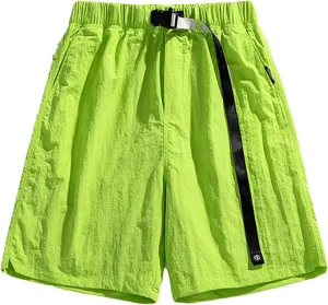 Quick Dry Men's Athletic Shorts Elastic Waist Relaxed Fit Casual Shorts Solid Lightweight Running Workout Shorts