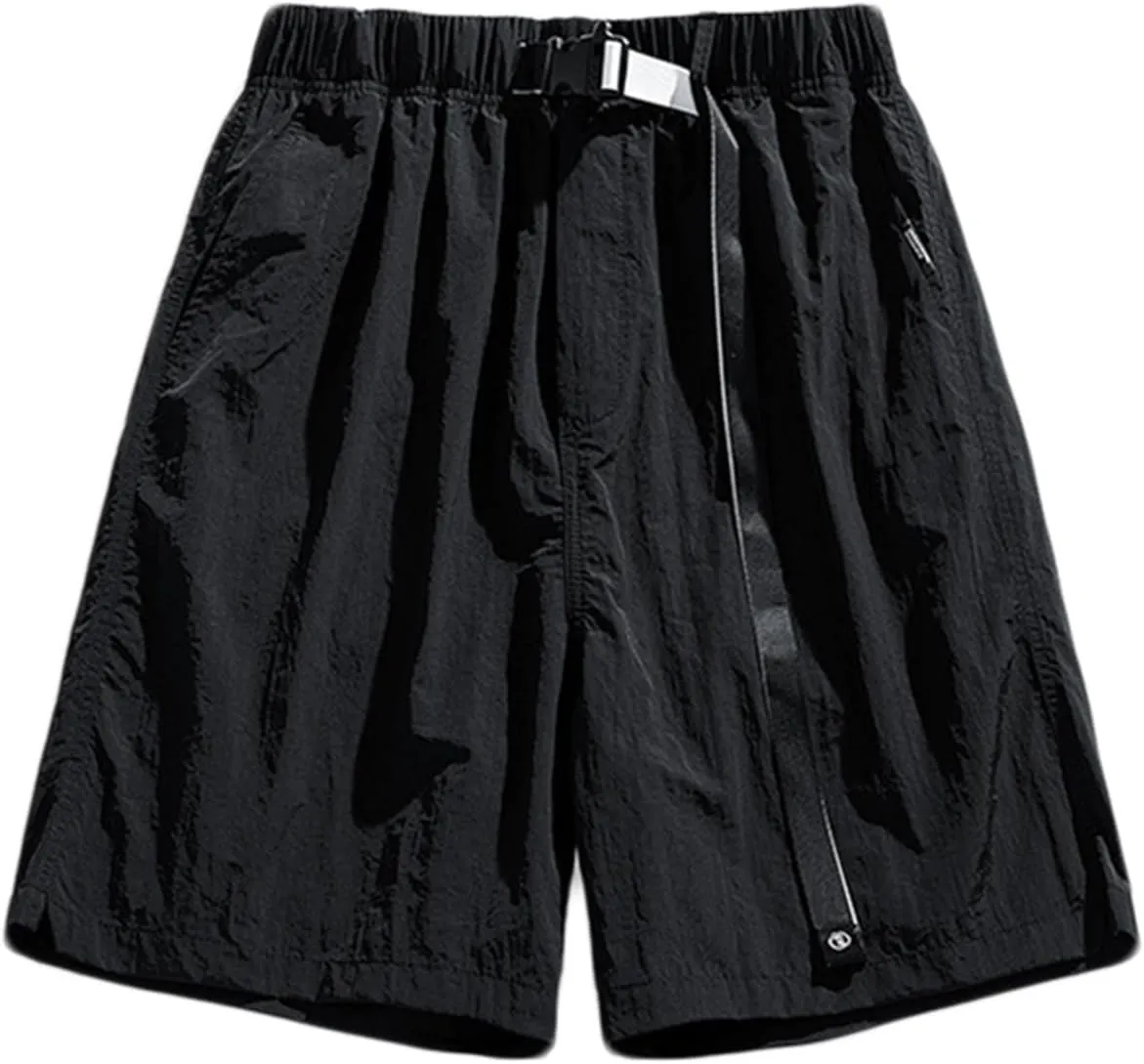 Quick Dry Men's Athletic Shorts Elastic Waist Relaxed Fit Casual Shorts Solid Lightweight Running Workout Shorts