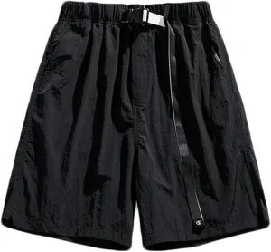 Quick Dry Men's Athletic Shorts Elastic Waist Relaxed Fit Casual Shorts Solid Lightweight Running Workout Shorts