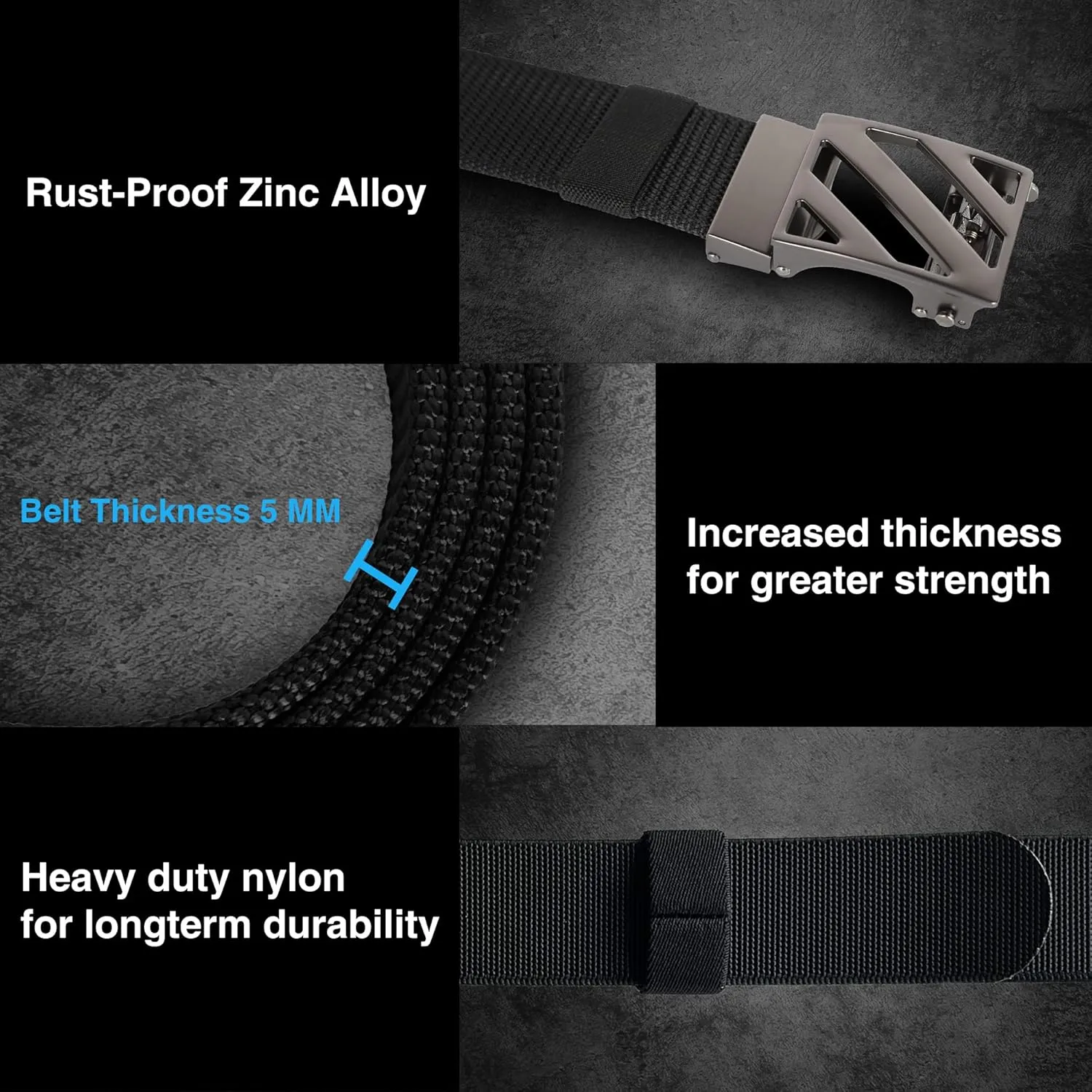 Ratchet Tactical Gun Belt for Men - 1.5" Stiff Nylon Web Work Belts Heavy Duty - Slide Buckle Fit Pants