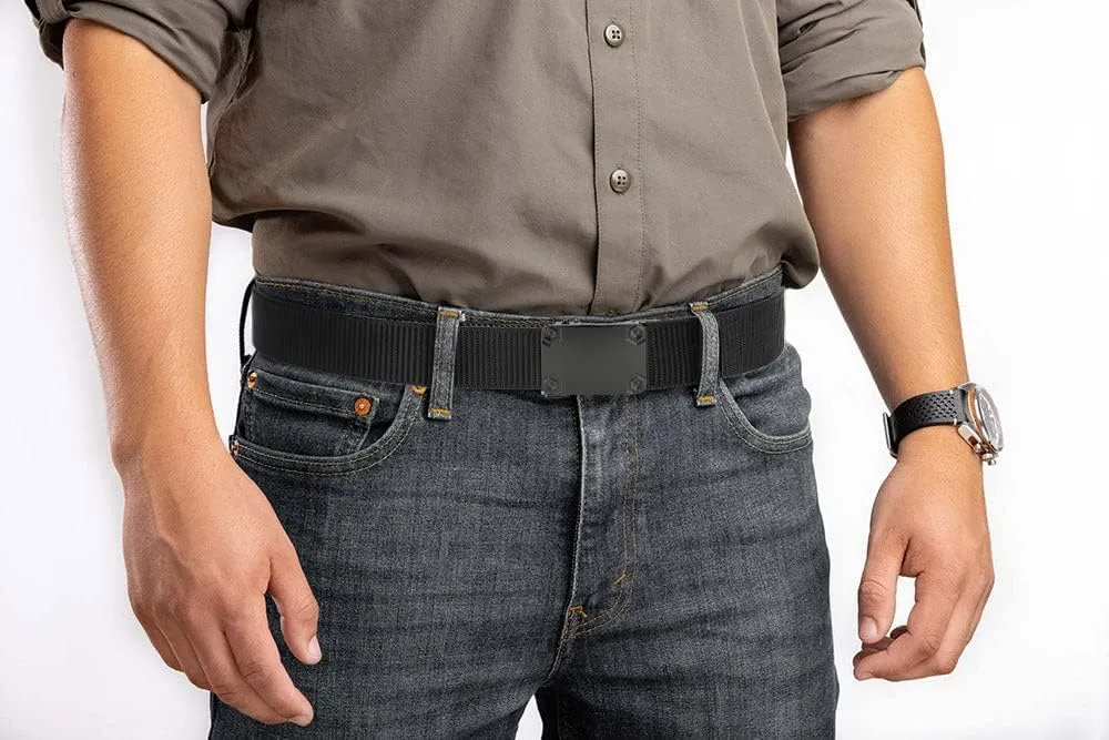Ratchet Tactical Gun Belt for Men - 1.5" Stiff Nylon Web Work Belts Heavy Duty - Slide Buckle Fit Pants