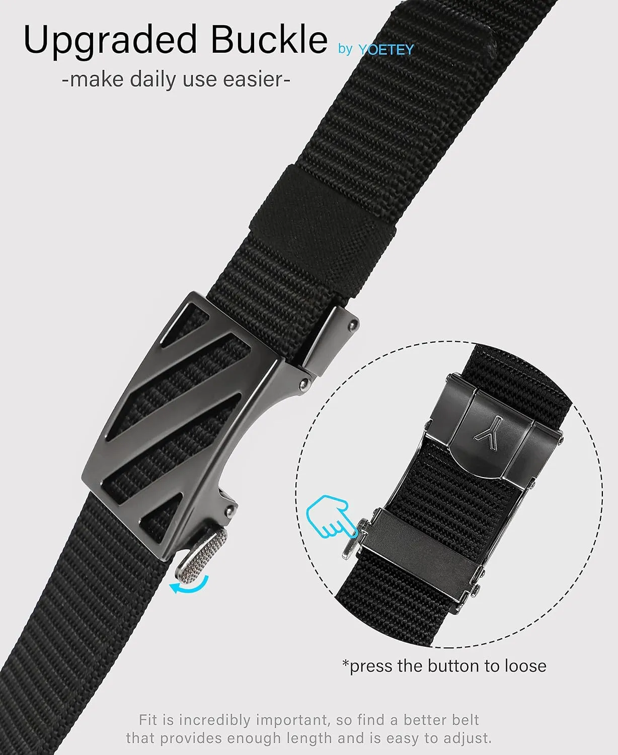 Ratchet Tactical Gun Belt for Men - 1.5" Stiff Nylon Web Work Belts Heavy Duty - Slide Buckle Fit Pants