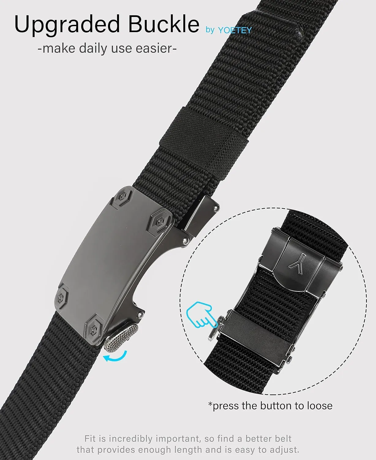 Ratchet Tactical Gun Belt for Men - 1.5" Stiff Nylon Web Work Belts Heavy Duty - Slide Buckle Fit Pants