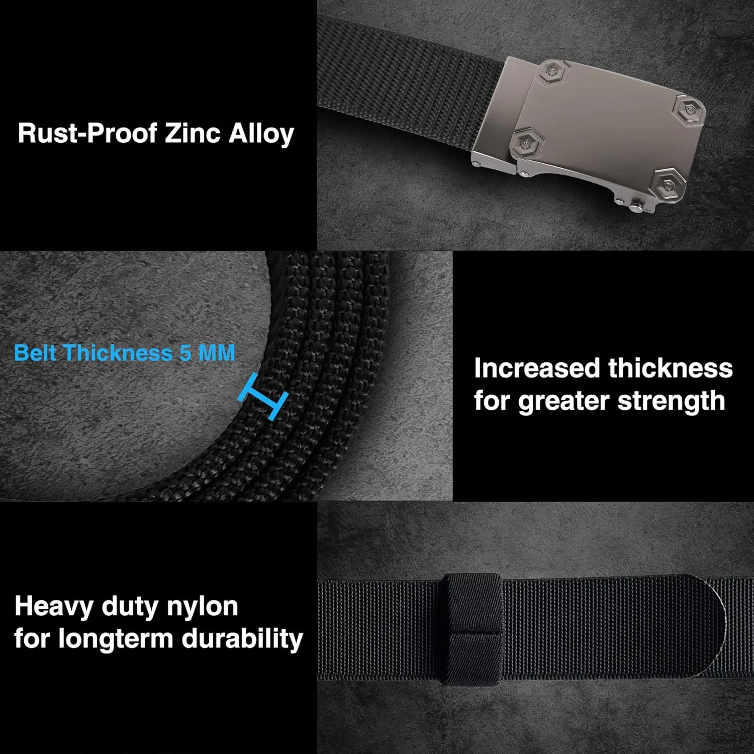 Ratchet Tactical Gun Belt for Men - 1.5" Stiff Nylon Web Work Belts Heavy Duty - Slide Buckle Fit Pants