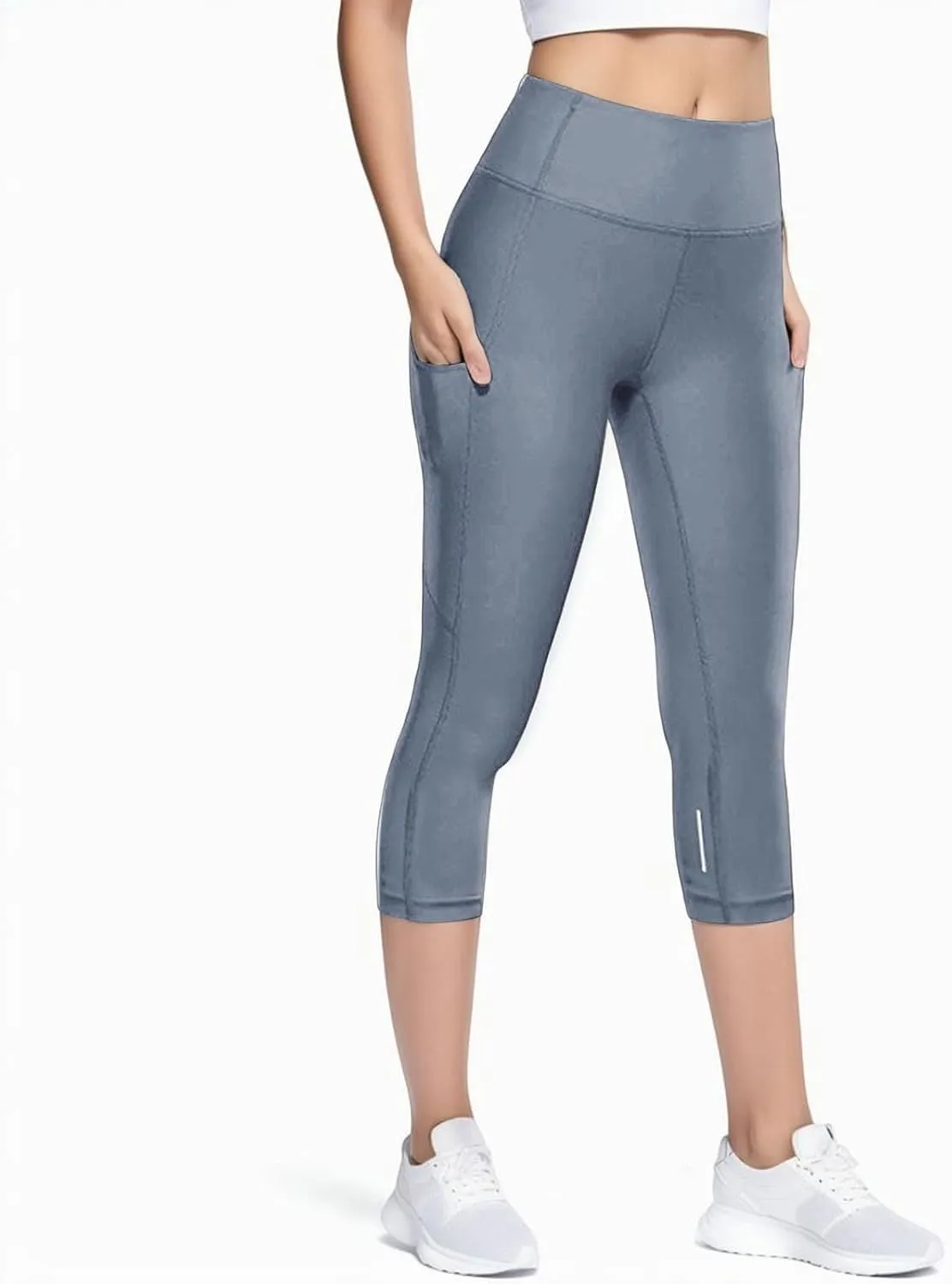 Reflective Womens Tights and Leggings Elastic Capri Girl Tights Cropped Skimpy High Waisted Yoga Pants Girls Leggings