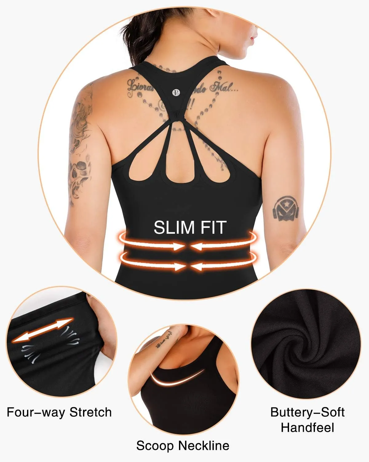RUNNING GIRL Workout Tank Tops with Built in Bras for Women,Compression Shirt Strappy Back Athletic Yoga Tops