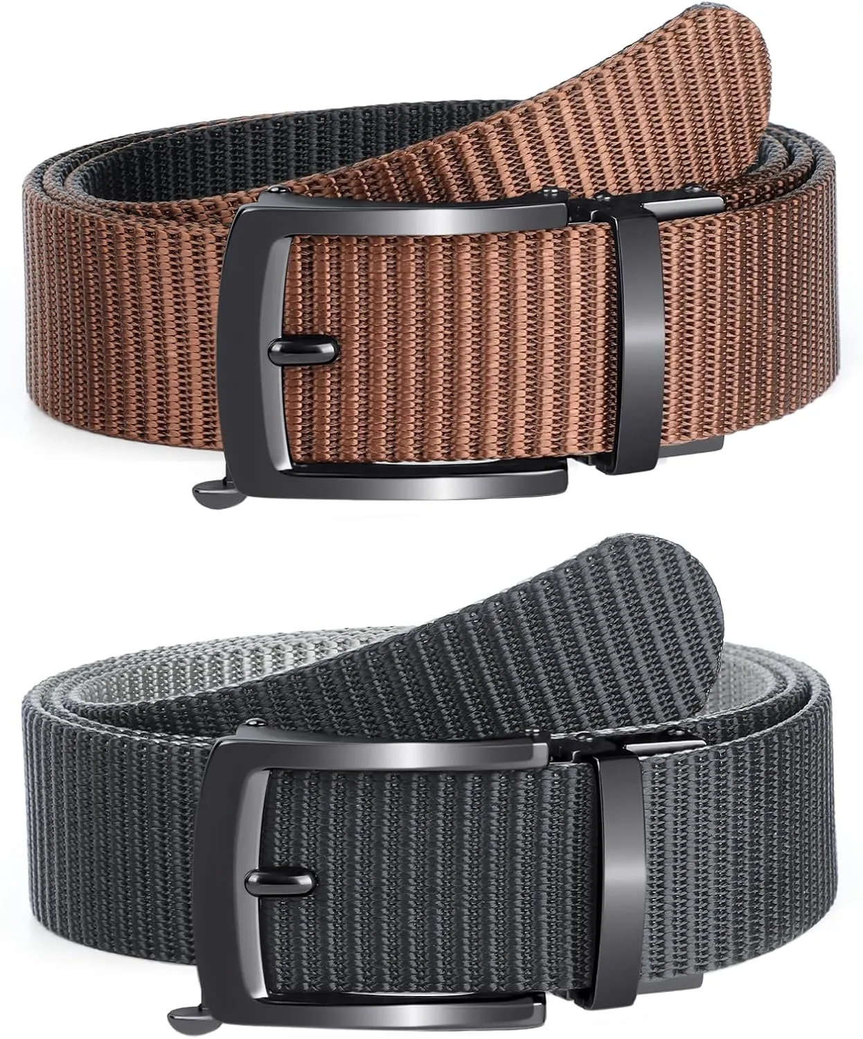 SANSTHS 2 Pack Mens Belts Golf Belt, Tactical Work Belt Web Nylon Ratchet Belts for Men