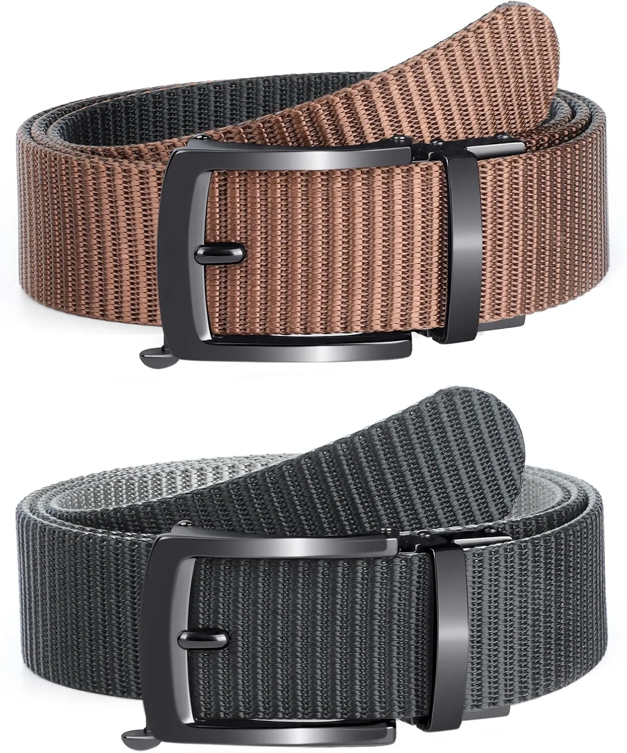SANSTHS 2 Pack Mens Belts Golf Belt, Tactical Work Belt Web Nylon Ratchet Belts for Men