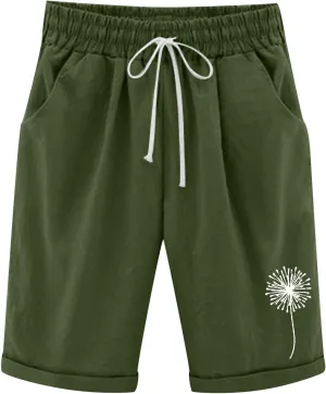 sdbrld Bermuda Shorts for Women,Womens Bermuda Shorts Casual Summer Drawstring Shorts High Waisted Cotton Athletic Shorts