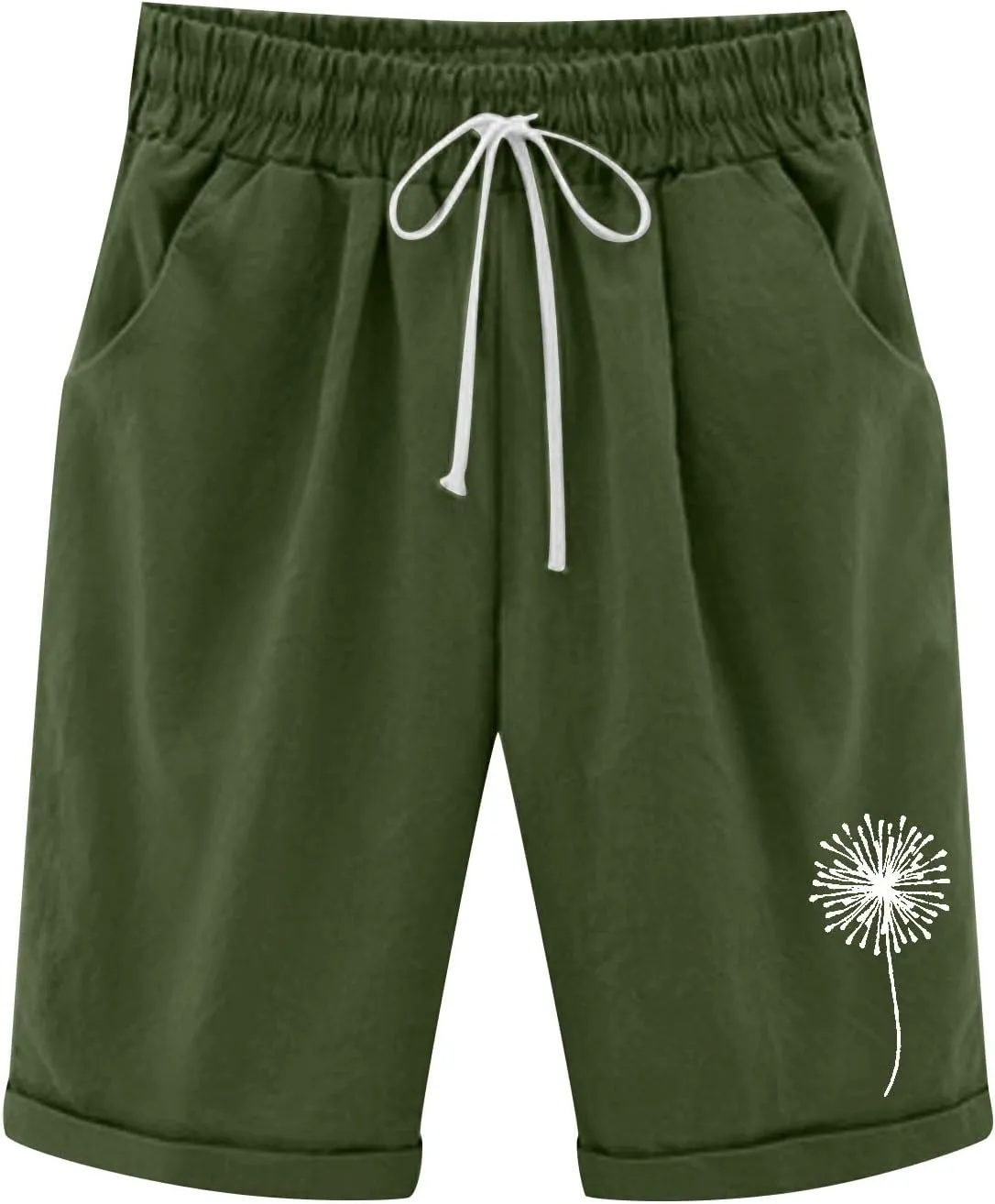 sdbrld Bermuda Shorts for Women,Womens Bermuda Shorts Casual Summer Drawstring Shorts High Waisted Cotton Athletic Shorts