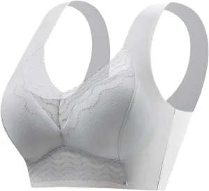 Seamless Sexy Push Up Wireless Bra Plus Size Posture Correcting Bra for Seniors Ice Silk Gathering Bra