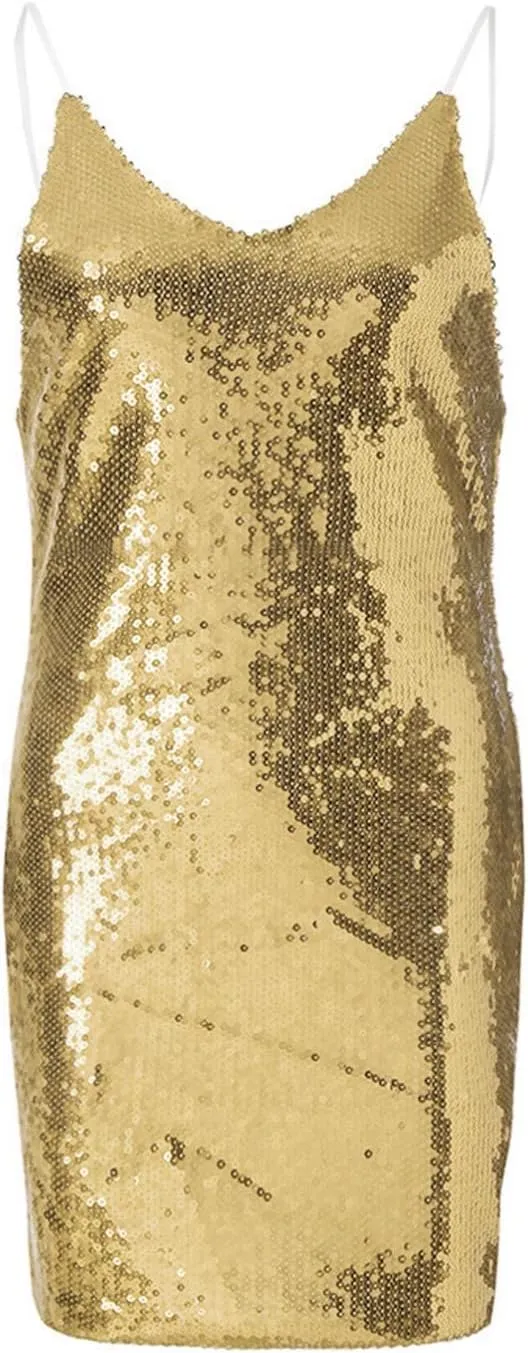 Sequin Dress for Women,Sexy Slip Off Shoulder V Neck Backless Mini Dress Elegant Sparkly Plus Size Casual Dress