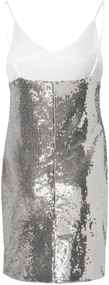 Sequin Dress for Women,Sexy Slip Off Shoulder V Neck Backless Mini Dress Elegant Sparkly Plus Size Casual Dress
