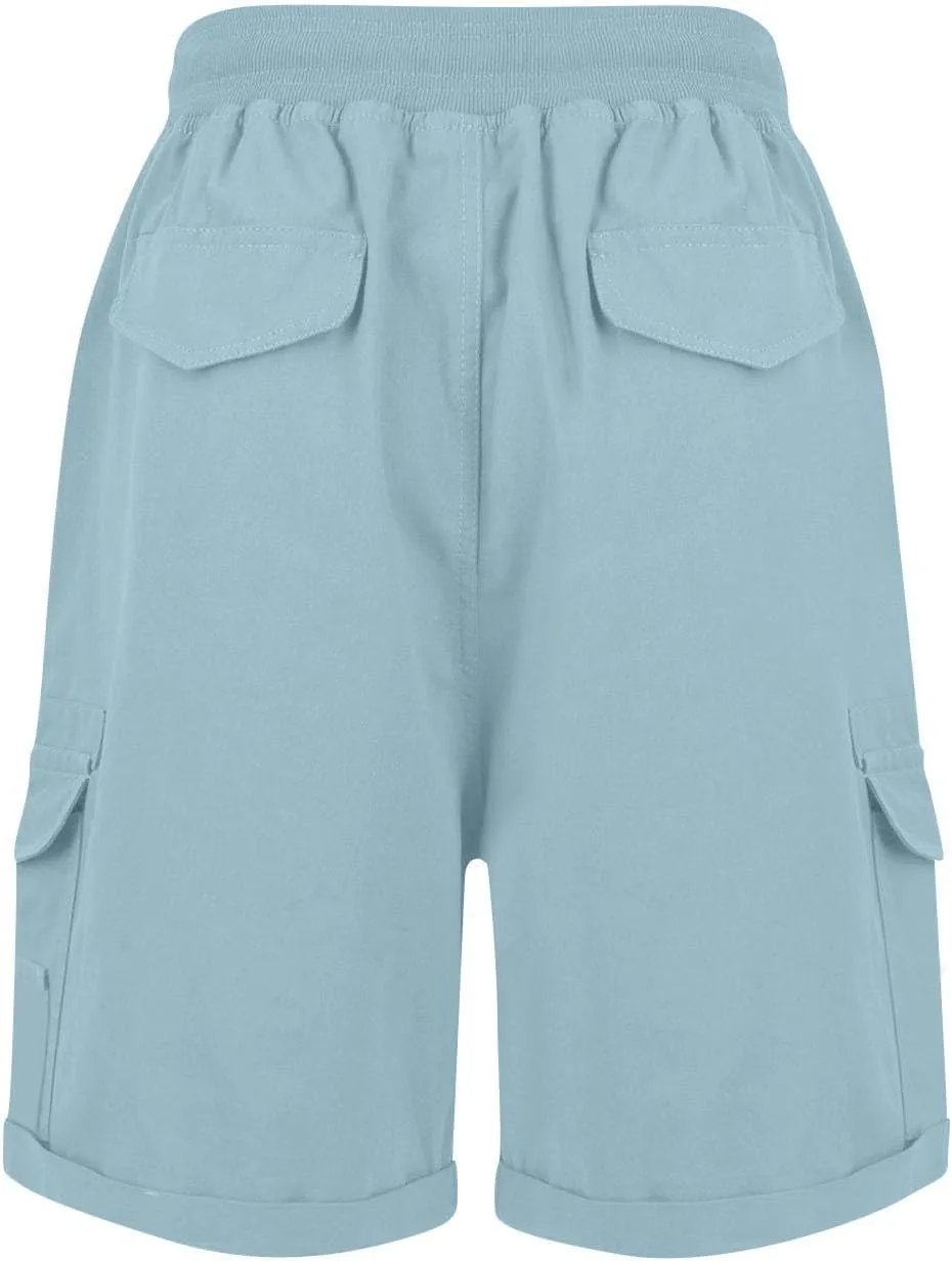 Shorts for Women Summer Y2k High Waisted Stretch Cargo Shorts with Pockets 7 Inch Lightweight Outdoor Hiking Shorts