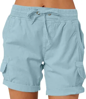 Shorts for Women Summer Y2k High Waisted Stretch Cargo Shorts with Pockets 7 Inch Lightweight Outdoor Hiking Shorts