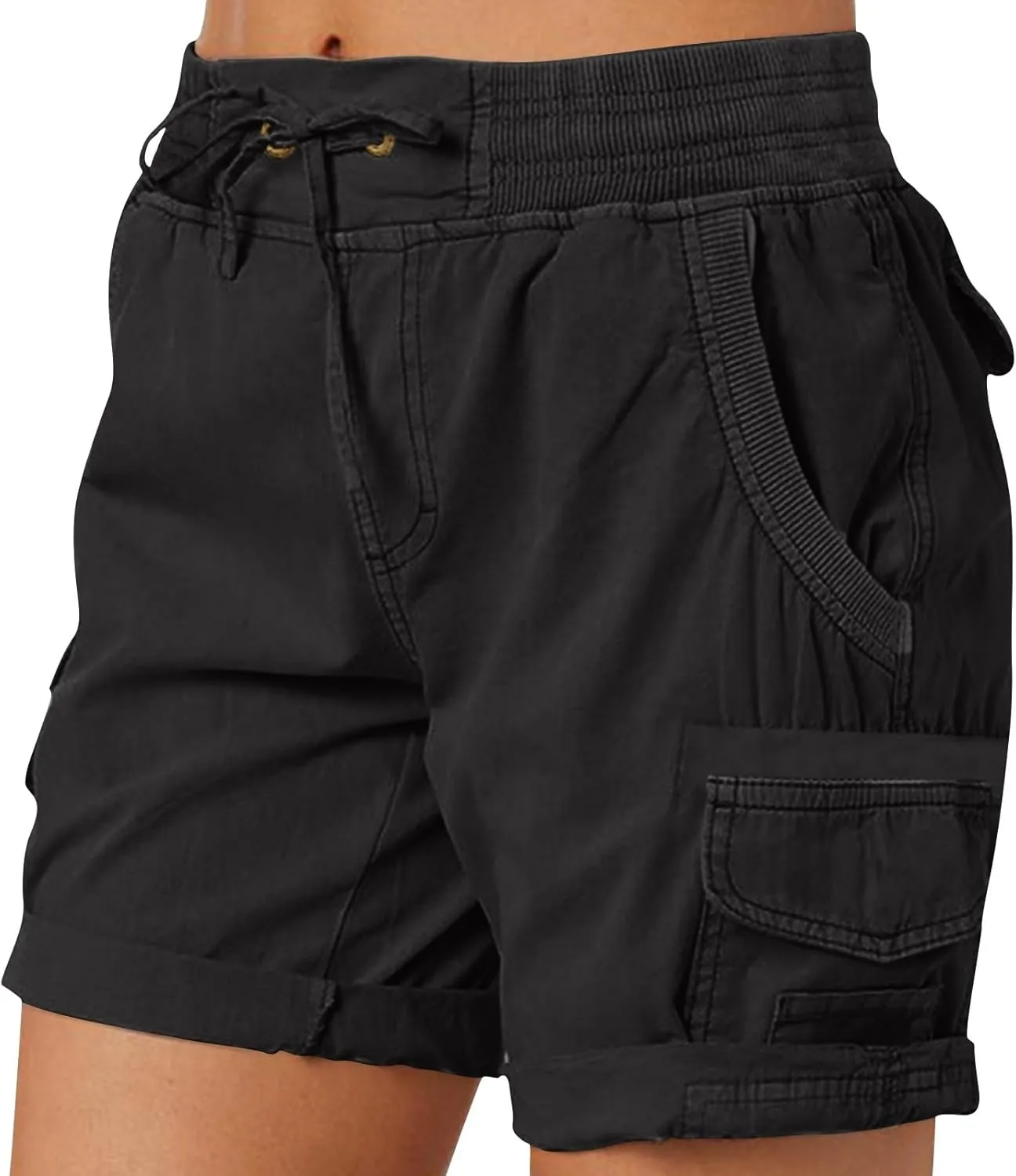 Shorts for Women Summer Y2k High Waisted Stretch Cargo Shorts with Pockets 7 Inch Lightweight Outdoor Hiking Shorts
