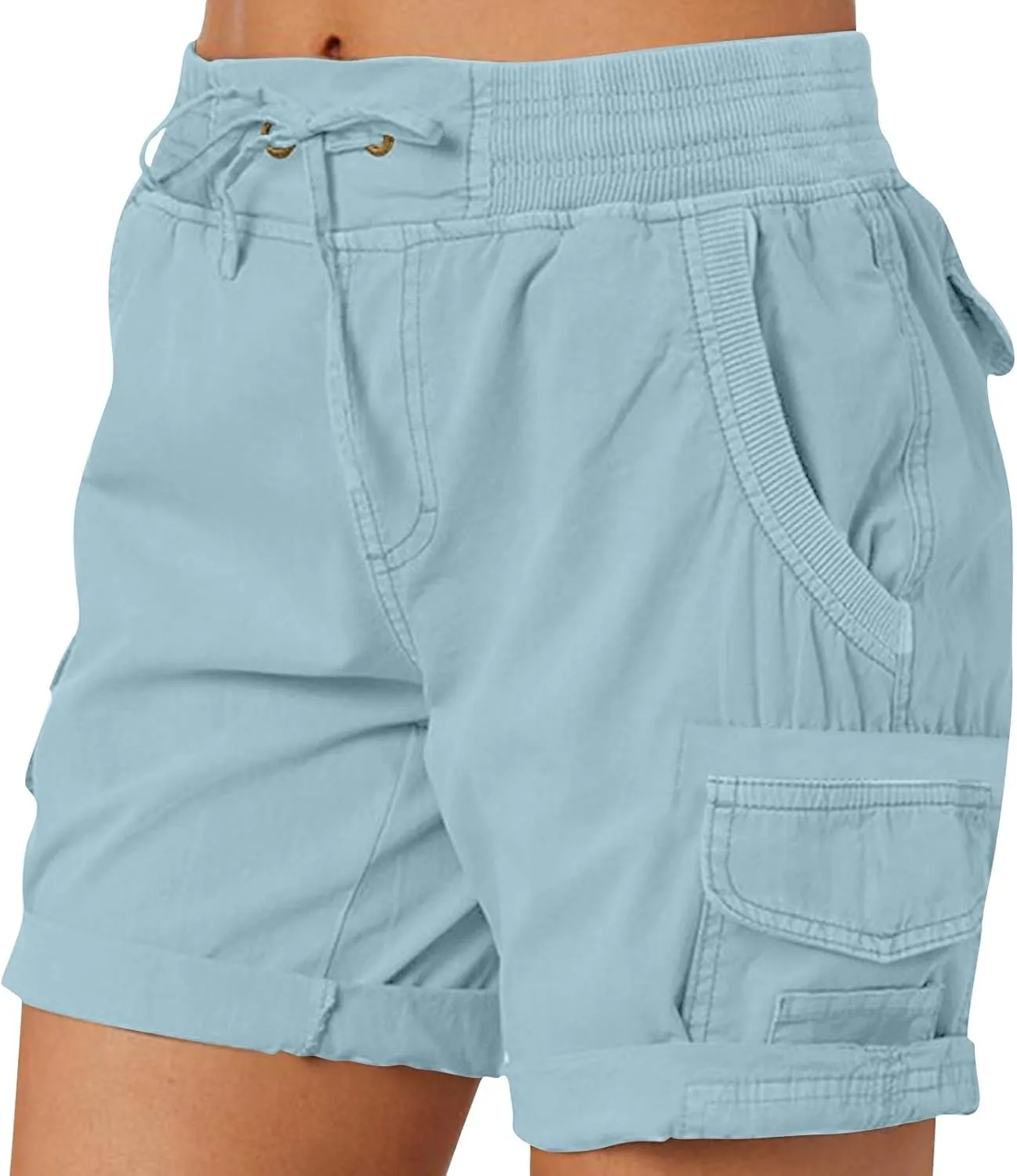 Shorts for Women Summer Y2k High Waisted Stretch Cargo Shorts with Pockets 7 Inch Lightweight Outdoor Hiking Shorts