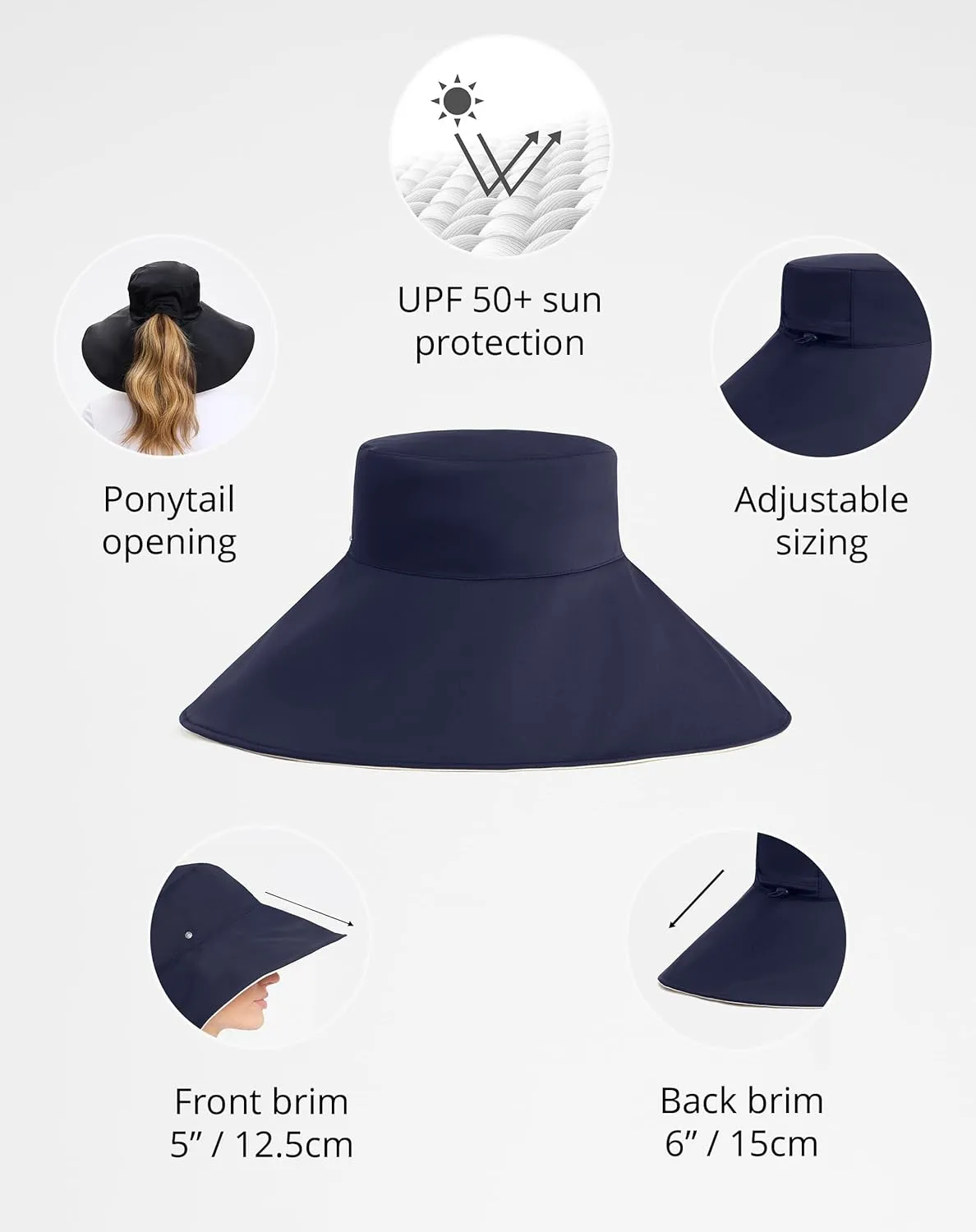 Solbari Ultra Wide Brim Sun Hat UPF50  Packable UV Sun Protection Hats with Full Coverage Brim