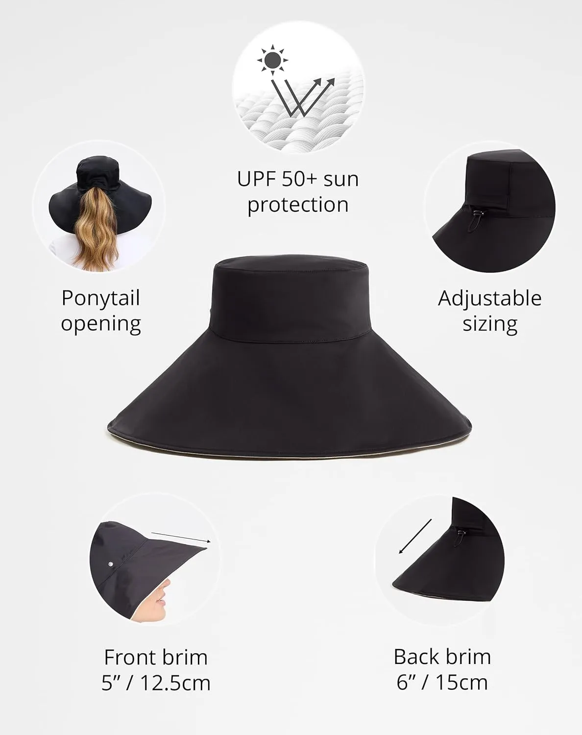 Solbari Ultra Wide Brim Sun Hat UPF50  Packable UV Sun Protection Hats with Full Coverage Brim