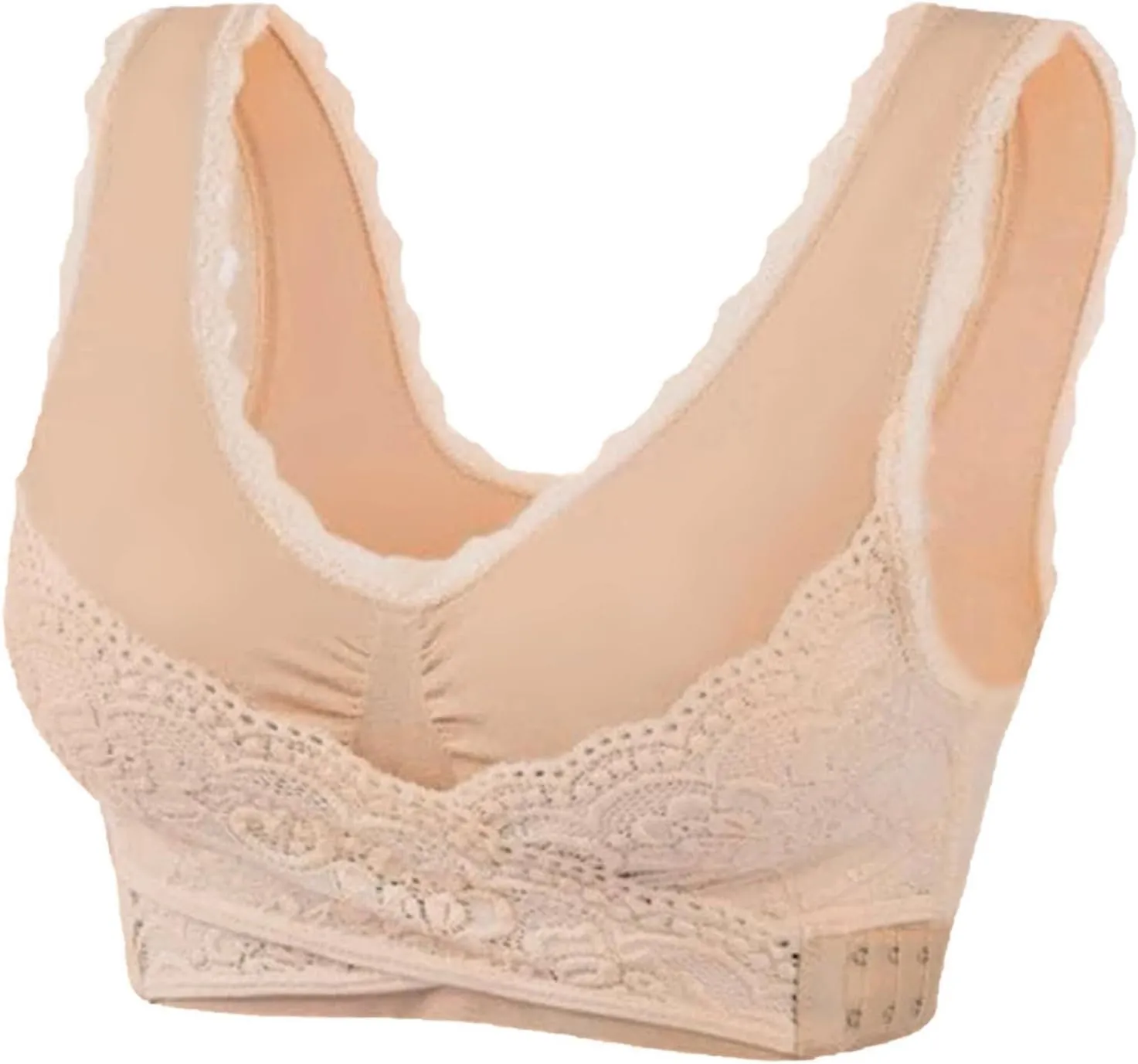 Sports Bras for Women Front Criss Cross Bras Side Buckle Lace Sports Bras Wireless Push Up Seamless Bra with Removable Pad