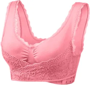 Sports Bras for Women Front Criss Cross Bras Side Buckle Lace Sports Bras Wireless Push Up Seamless Bra with Removable Pad
