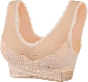 Sports Bras for Women Front Criss Cross Bras Side Buckle Lace Sports Bras Wireless Push Up Seamless Bra with Removable Pad
