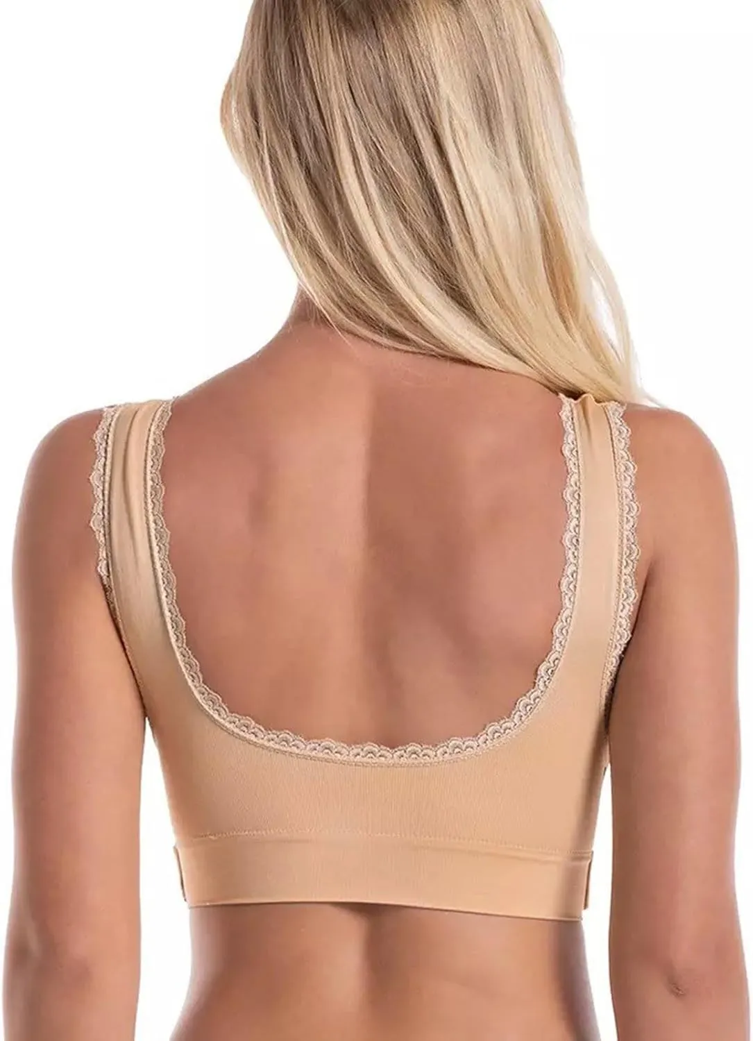 Sports Bras for Women Front Criss Cross Bras Side Buckle Lace Sports Bras Wireless Push Up Seamless Bra with Removable Pad
