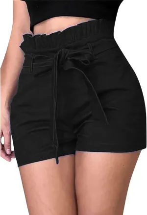Summer Casual Shorts Women Stretchy Drawstring Pleated Ruffle High Waisted Shorts Womens Dressy Trendy Work Shorts