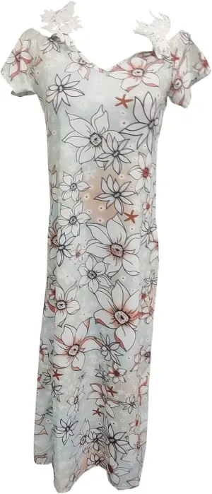 Summer Dress for Women Print V-Neck Off Shoulder Short Sleeve Splicing Lace Summer Casual Flowy Maxi Dress