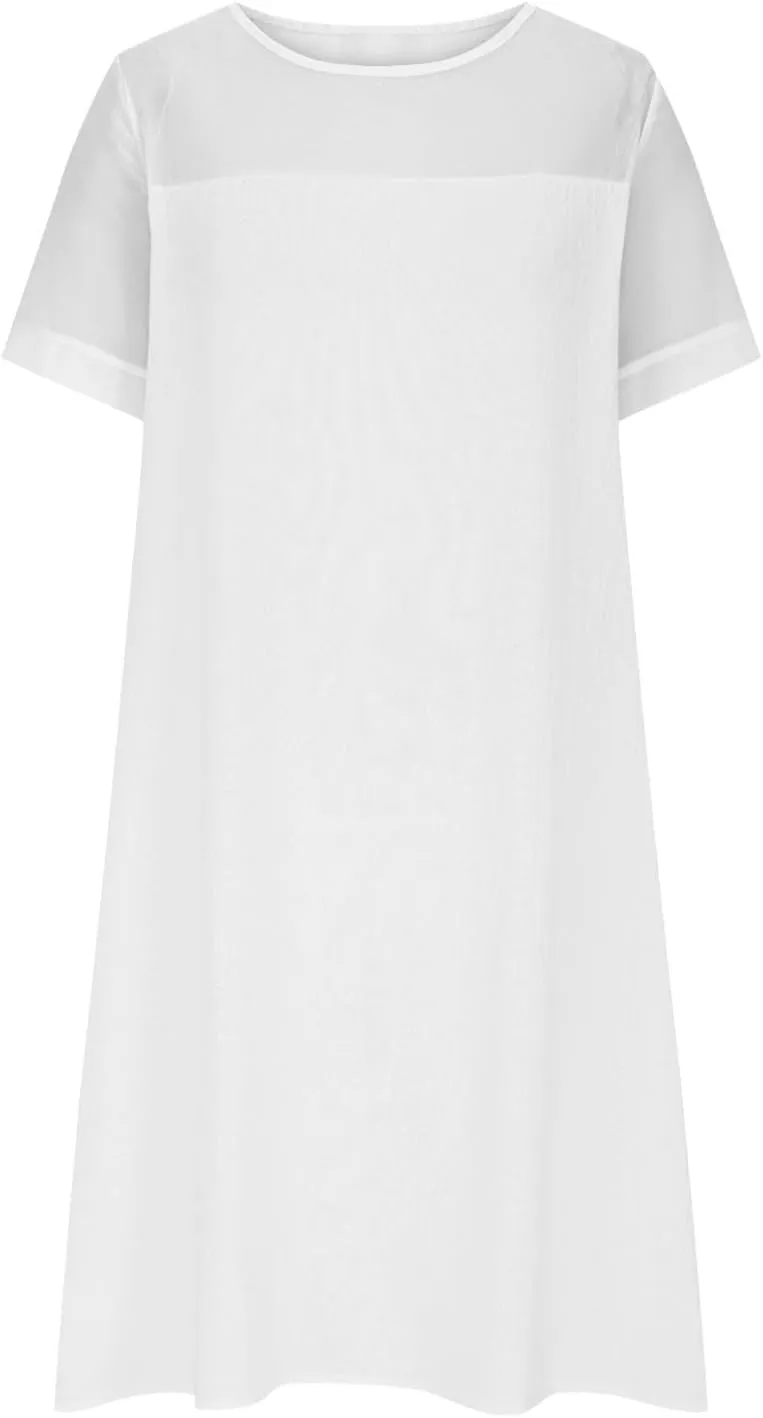 Summer Dresses for Women 2025 Short Sleeve Crewneck Casual Shirt Dress Spring Flowy Sun Dress