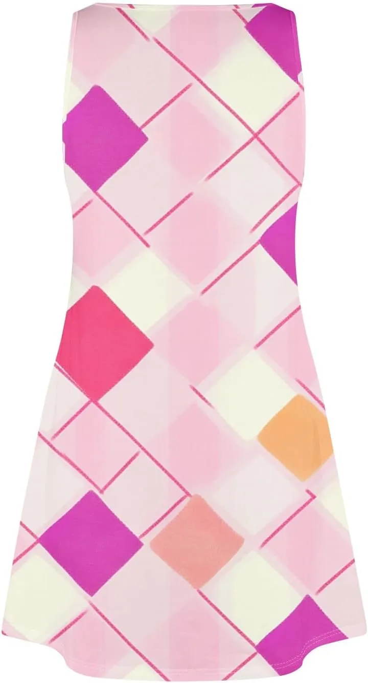 Summer Dresses for Women Casual Sleeveless Boho Beach Dress Floral Print Round Neck Tank Dress with Pockets