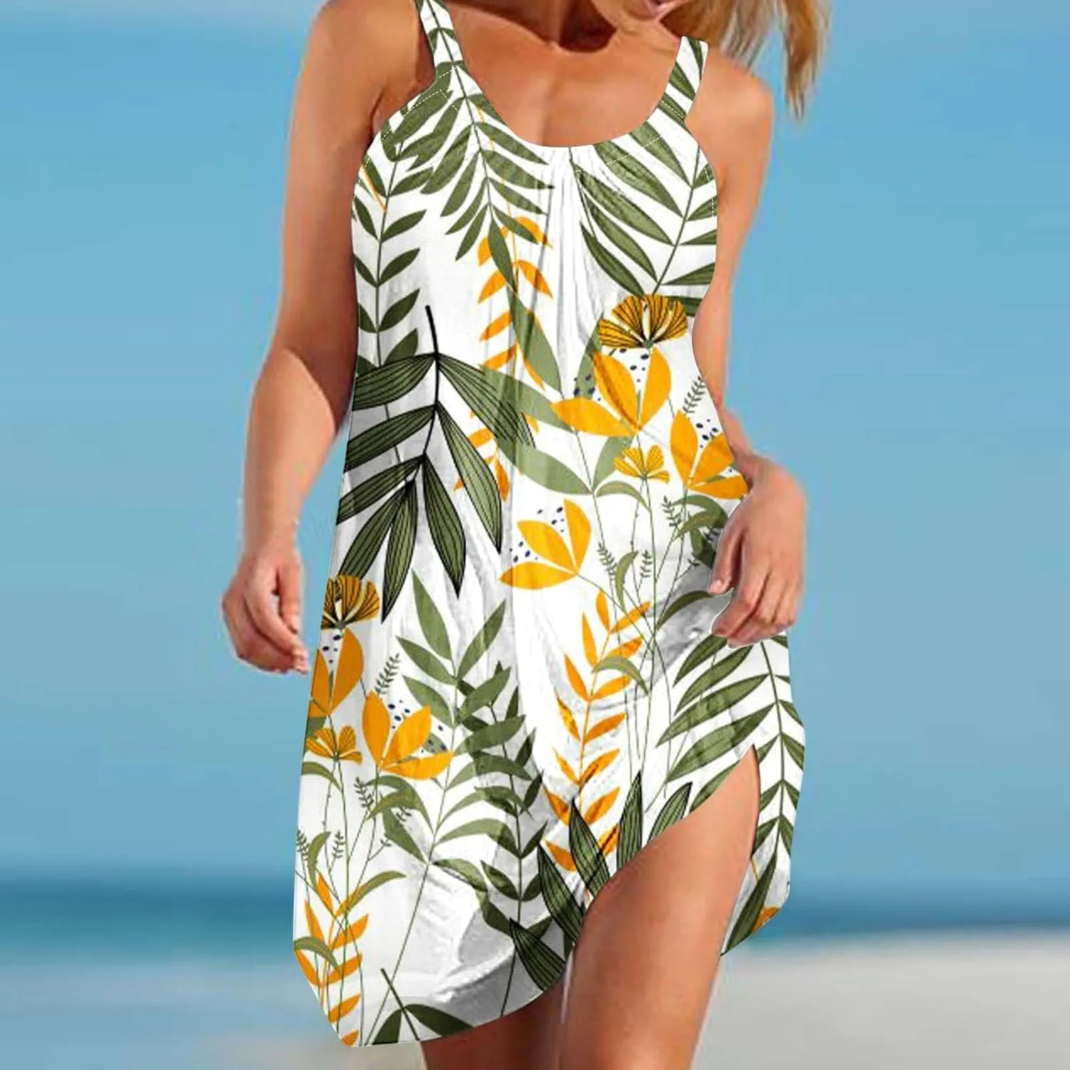 Summer Dresses for Women Vacation 2024 Casual Flowy Floral Beach Sun Dress Casual Plus Size Slip Dress 2024
