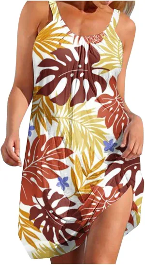 Summer Dresses for Women Vacation 2024 Casual Flowy Floral Beach Sun Dress Casual Plus Size Slip Dress 2024