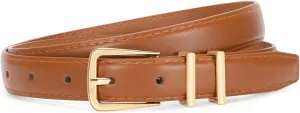 SUOSDEY Womens Skinny Leather Belt Solid Color Waist Belt with Pin Buckle for Jeans Dress Pants
