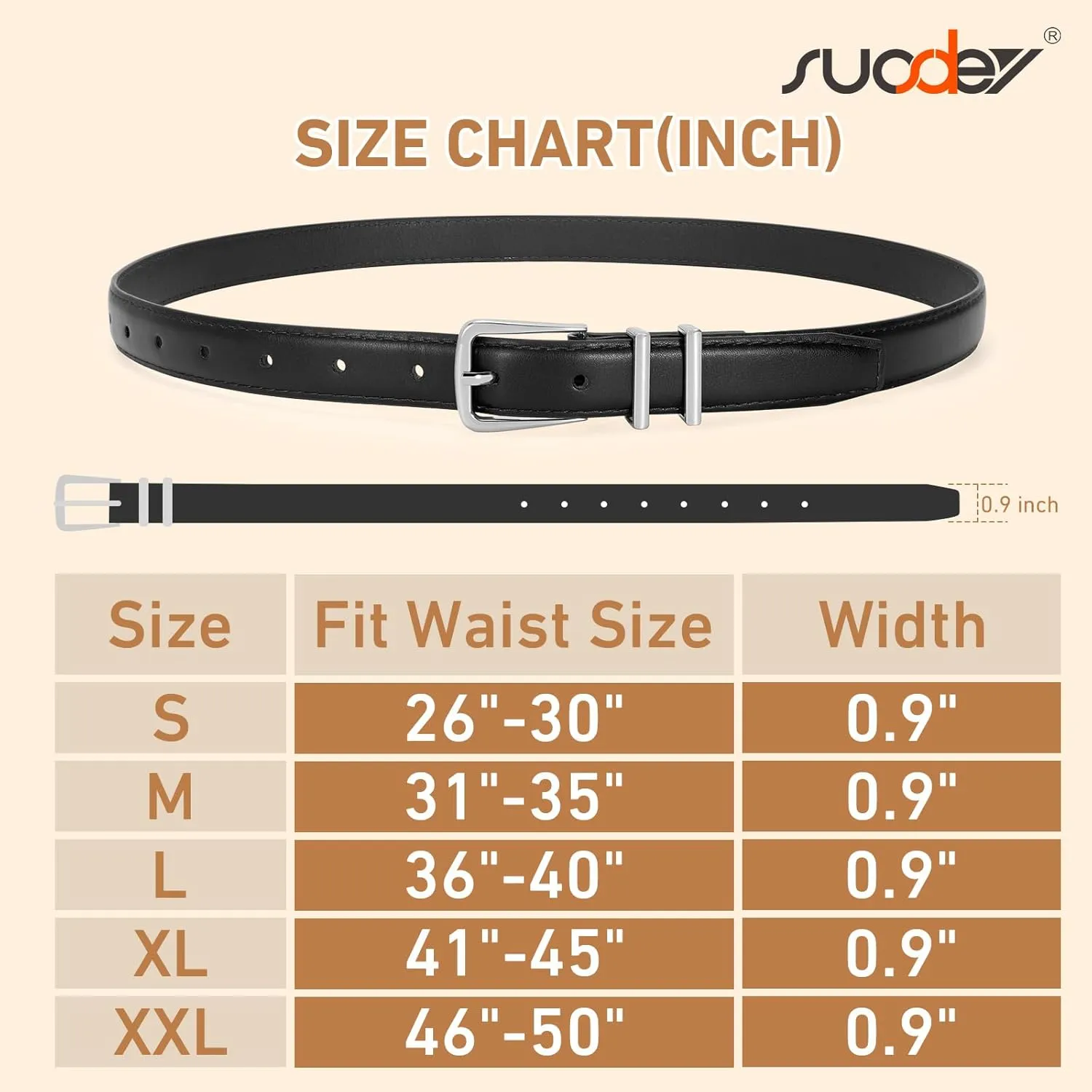 SUOSDEY Womens Skinny Leather Belt Solid Color Waist Belt with Pin Buckle for Jeans Dress Pants