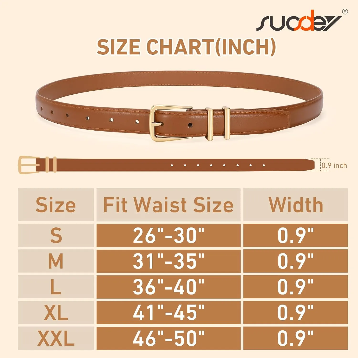 SUOSDEY Womens Skinny Leather Belt Solid Color Waist Belt with Pin Buckle for Jeans Dress Pants