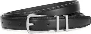 SUOSDEY Womens Skinny Leather Belt Solid Color Waist Belt with Pin Buckle for Jeans Dress Pants