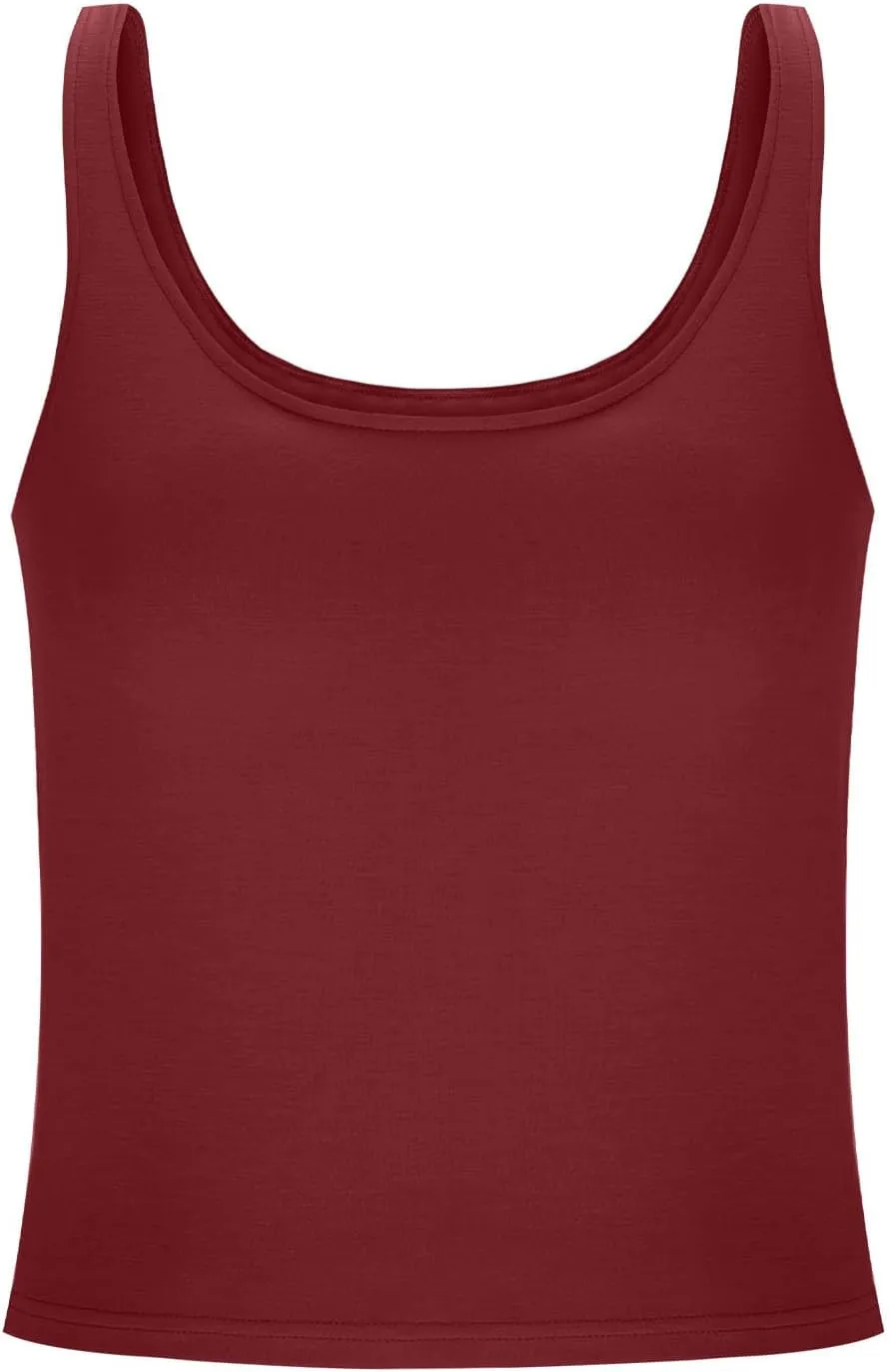 Tank Top with Built in Bra for Women Casual Summer Sleeveless Gym Crop Tops Workout Athletic Yoga Shirts