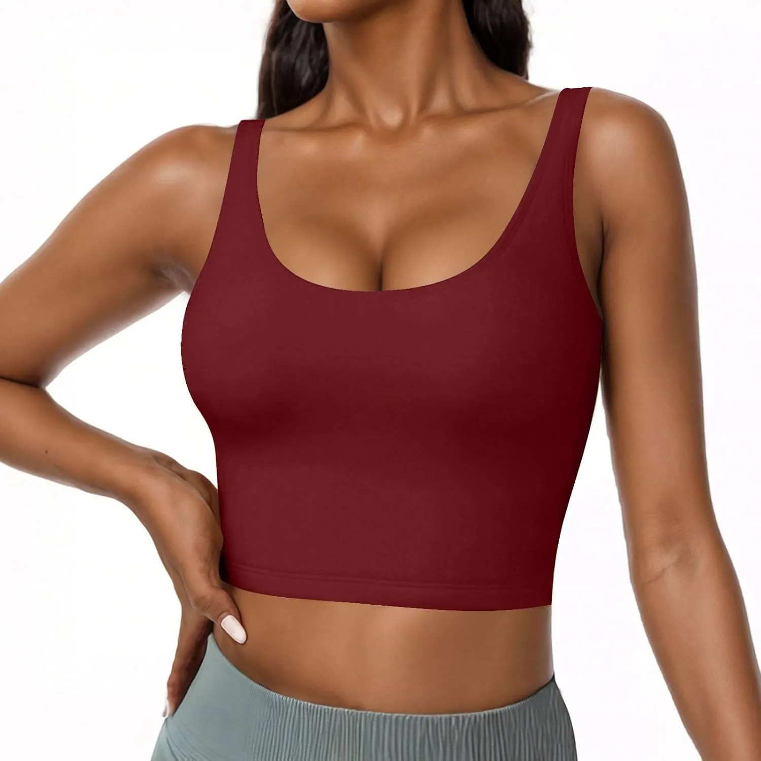 Tank Top with Built in Bra for Women Casual Summer Sleeveless Gym Crop Tops Workout Athletic Yoga Shirts