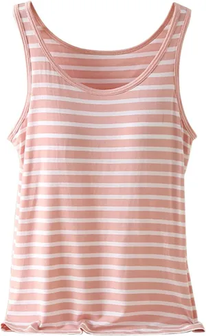 Tank Top with Built in Bra for Women Summer Casual Camisoles Basic Shirts Racerback Workout Fitted Tanks Cami Tops