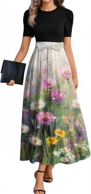Tea Party Dresses for Women 2025 Plus Size Elegant Floral Wrap Maxi Dress Ruffle Hem Outfit