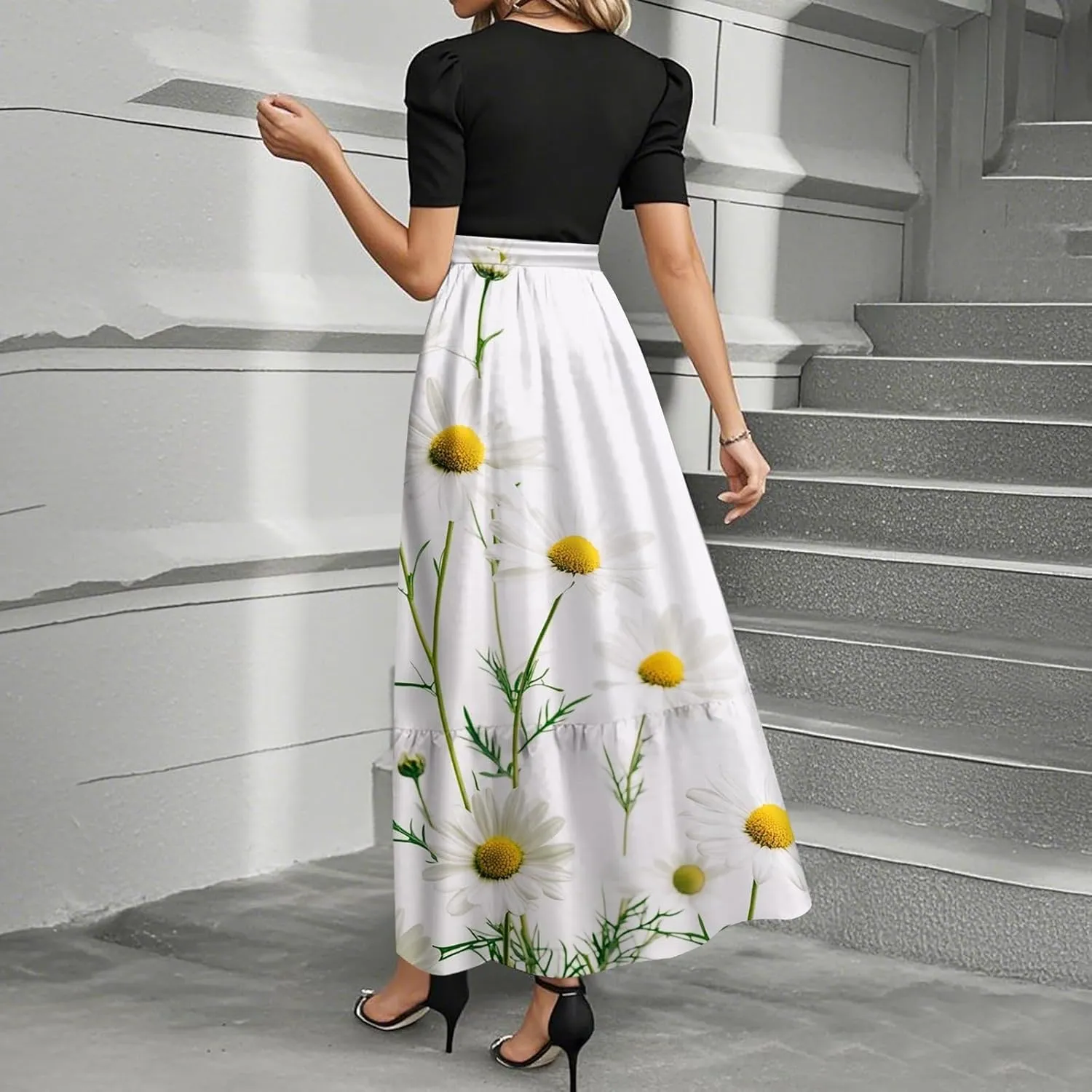 Tea Party Dresses for Women 2025 Plus Size Elegant Floral Wrap Maxi Dress Ruffle Hem Outfit