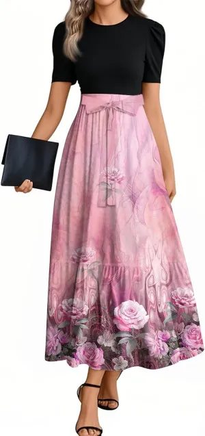 Tea Party Dresses for Women 2025 Plus Size Elegant Floral Wrap Maxi Dress Ruffle Hem Outfit